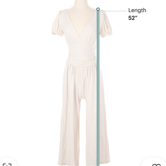 Susana Monaco Gathered Jumpsuit Wide Leg Blanched Almond M - Picture 2 of 5